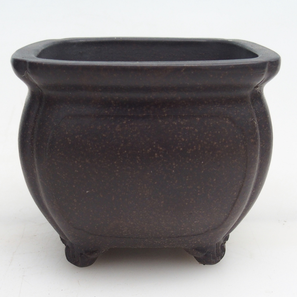 Ceramiczna miska do bonsai 10 x 10 x 8 cm, brązowo-ochrowa