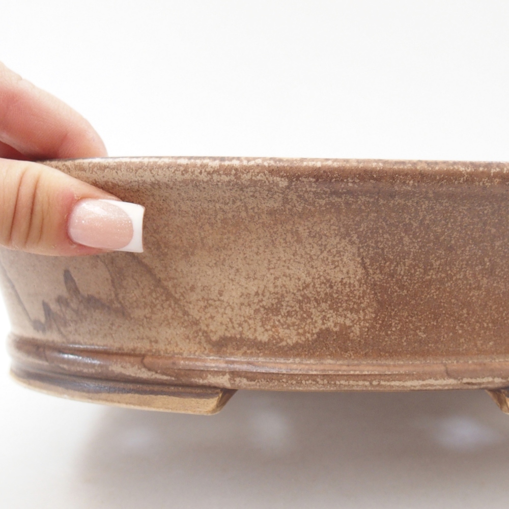 Ceramiczna miska na bonsai 27 x 24 x 6 cm, kolor beżowy