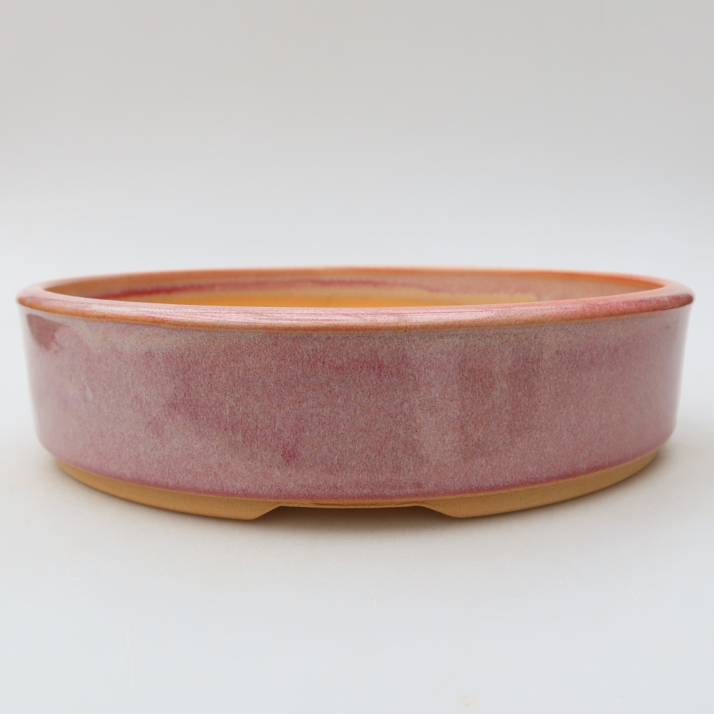 Ceramiczna doniczka do bonsai 24 x 24 x 6 cm, kolor różowy