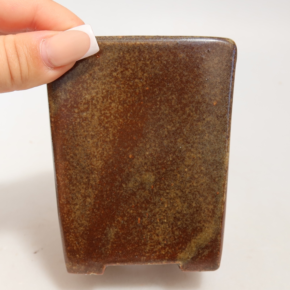 Ceramiczna miska do bonsai 7,5 x 7,5 x 9,5 cm, kolor brązowy