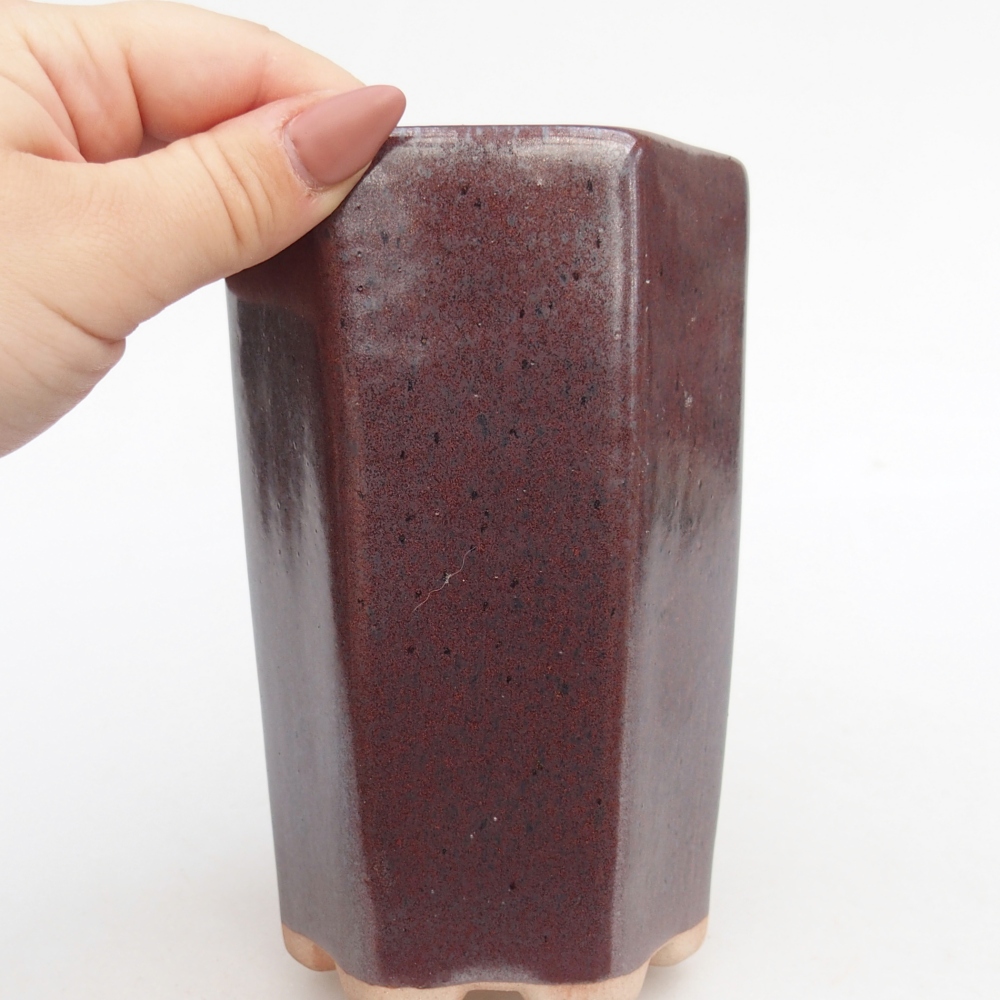 Ceramiczna miska do bonsai 10 x 8,5 x 14,5 cm, bordowa