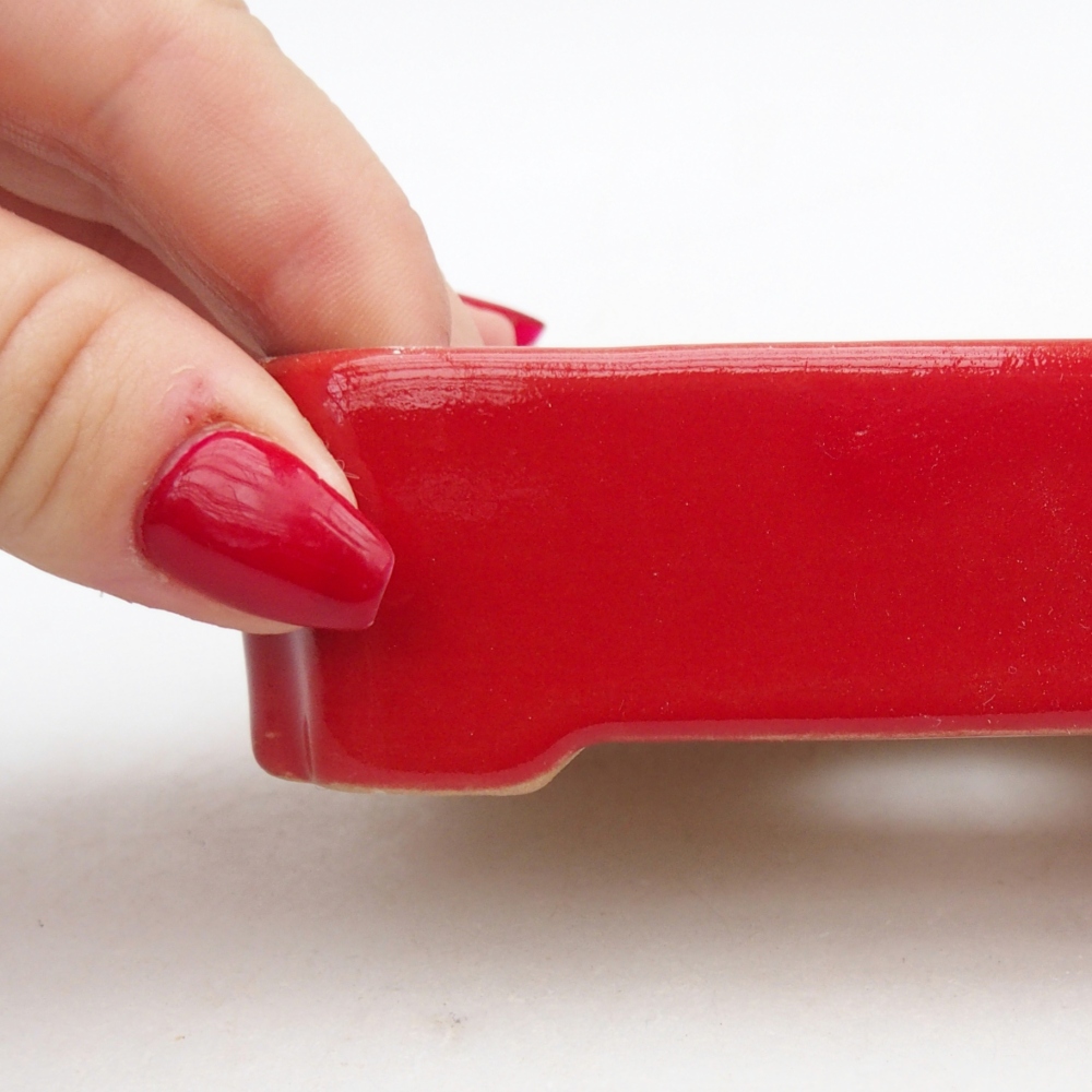 Ceramiczna miska do bonsai 11 x 9 x 3 cm, kolor czerwony