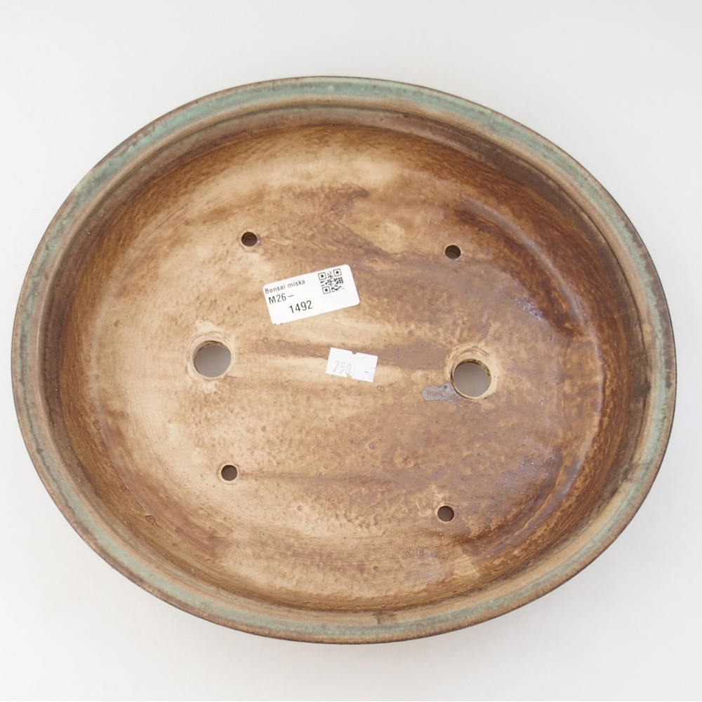 Ceramiczna miska do bonsai 26,5 x 23,5 x 5,5 cm, zielona