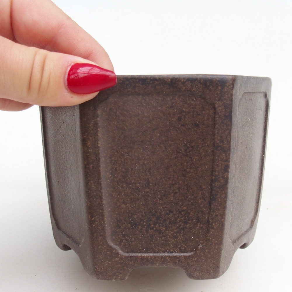 Ceramiczna miska do bonsai 11 x 10 x 8,5 cm, kolor brązowo-ochrowy