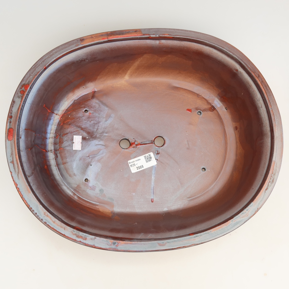 Ceramiczna miska do bonsai 36 x 30 x 9 cm, kolor metaliczno-czerwony