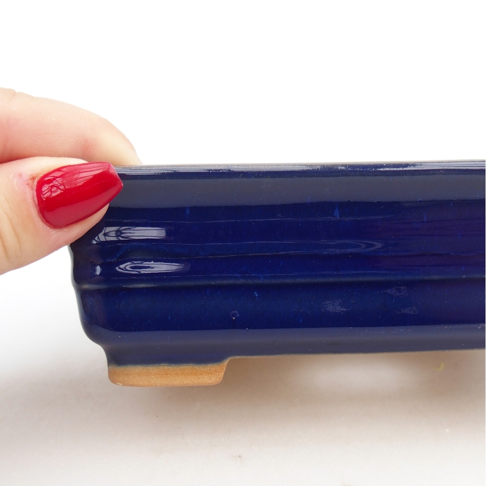 Ceramiczna miska na bonsai 13,5 x 10 x 4,5 cm, kolor niebieski