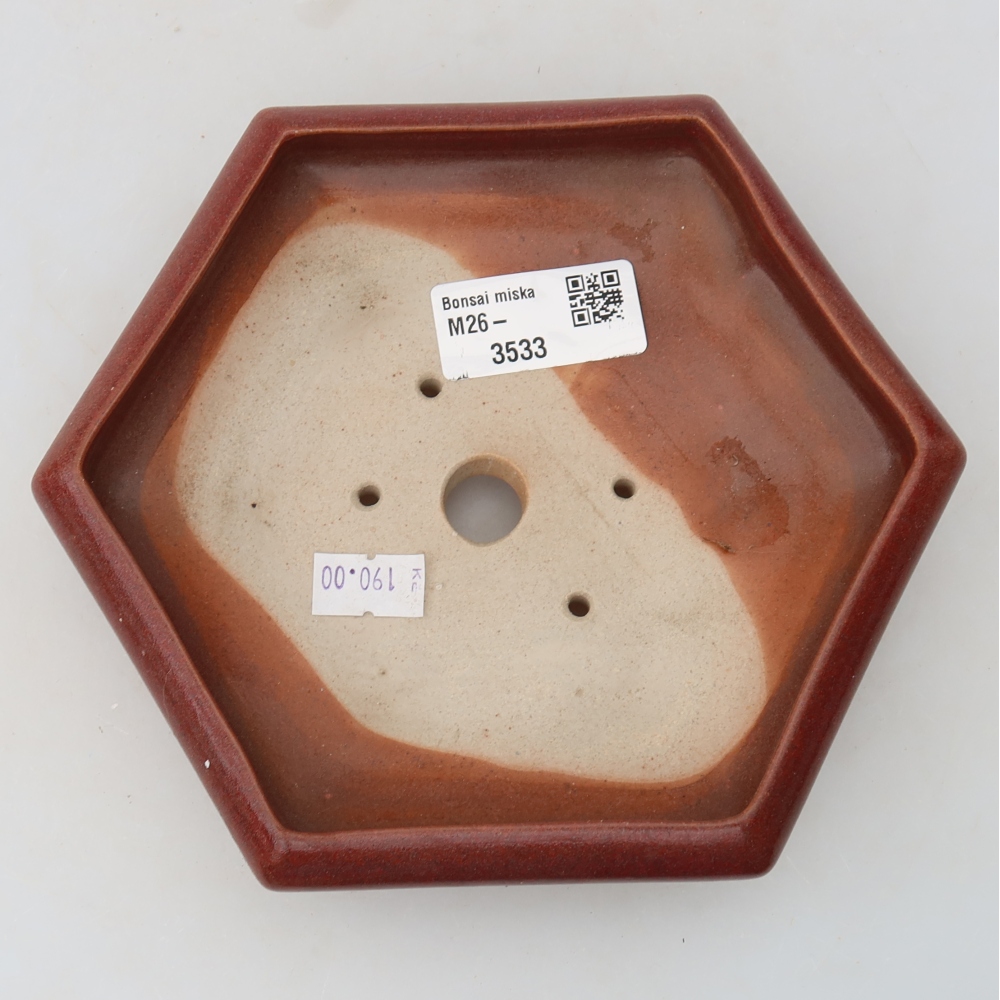 Ceramiczna miska do bonsai 17 x 15 x 4 cm, kolor bordowy