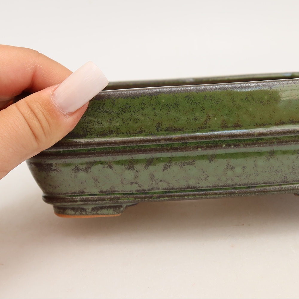 Ceramiczna miska do bonsai 17 x 12,5 x 5,5 cm, kolor zielony