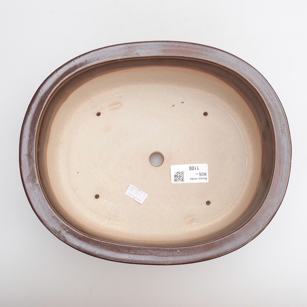 Ceramiczna miska do bonsai 25 x 20,5 x 8 cm, brązowa