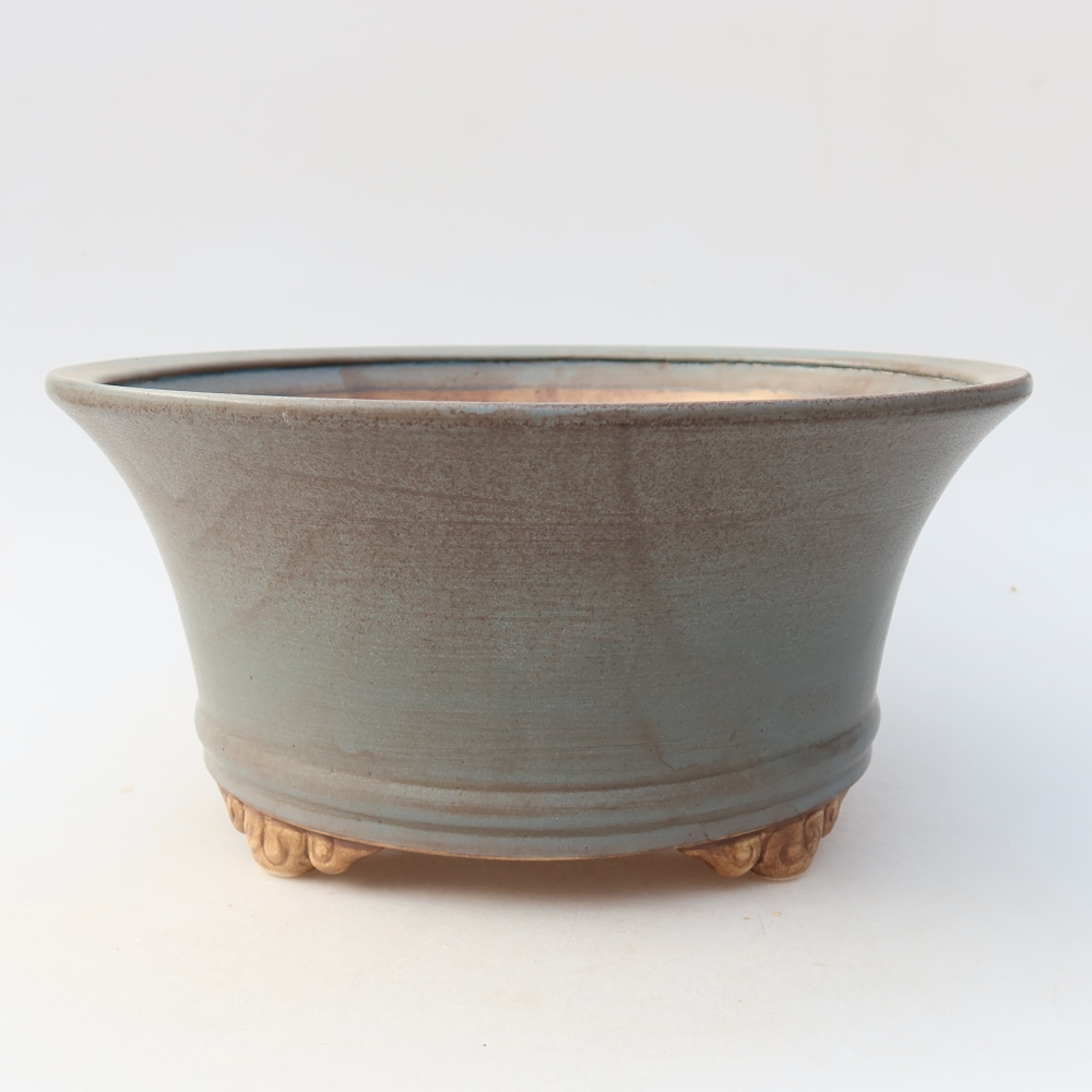 Ceramiczna miska do bonsai 24,5 x 24,5 x 11,5 cm, kolor niebieski