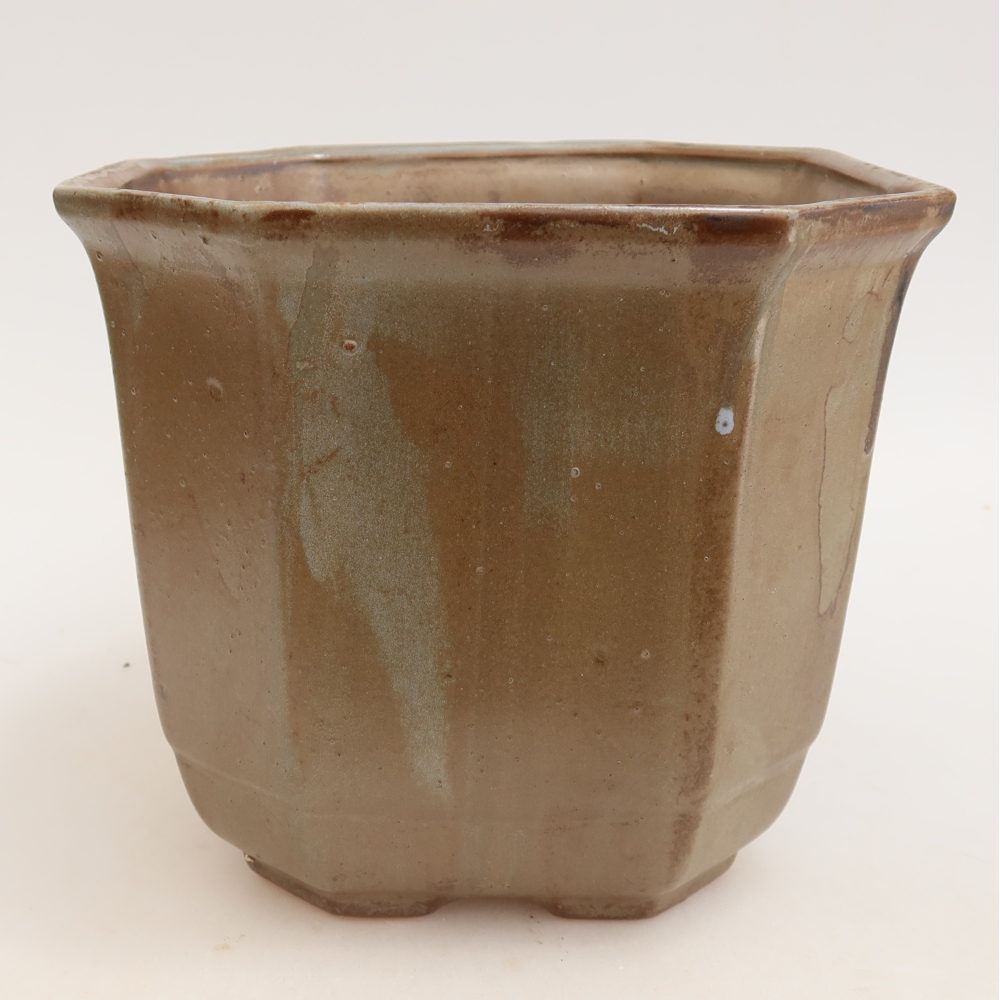 Ceramiczna miska do bonsai 17,5 x 17,5 x 15,5 cm, kolor brązowo-niebieski