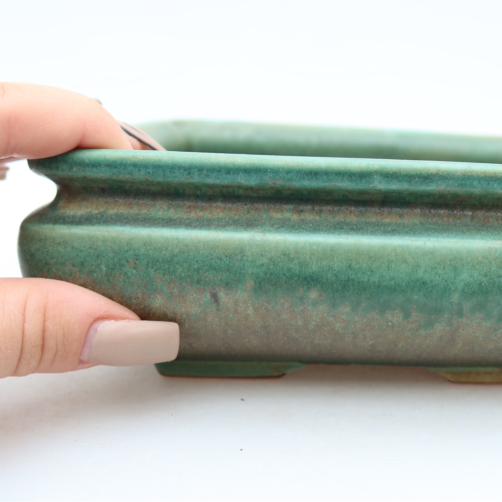 Ceramiczna miska do bonsai 15,5 x 15,5 x 6 cm, zielona