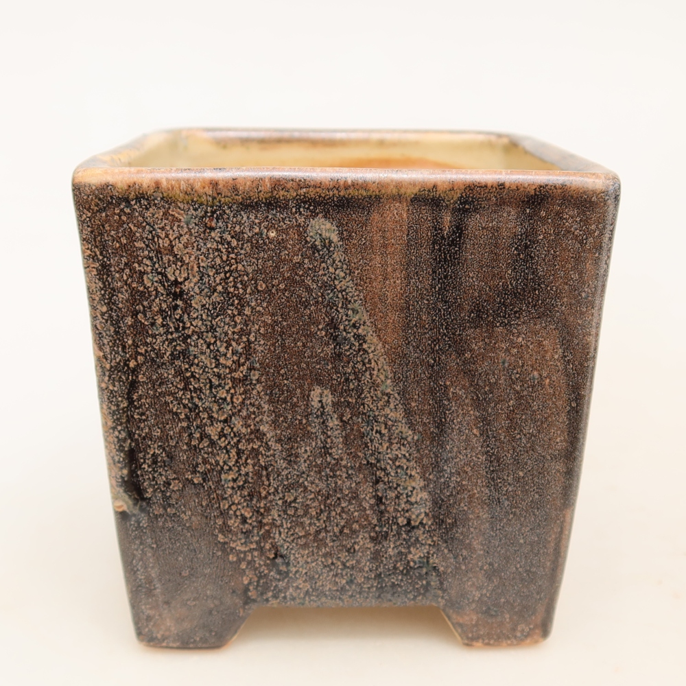 Ceramiczna miska do bonsai 8,5 x 8,5 x 9 cm, kolor brązowy