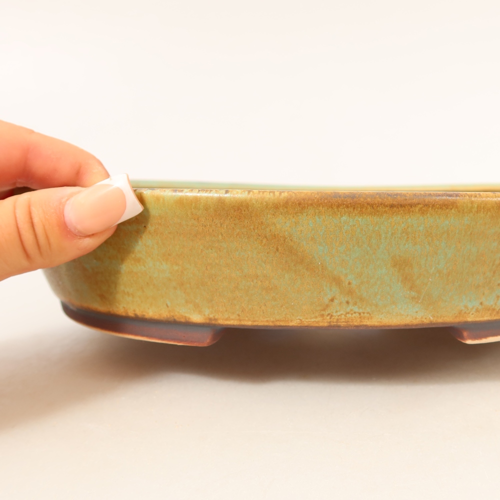 Ceramiczna miska do bonsai 22,5 x 20 x 4,5 cm, zielona