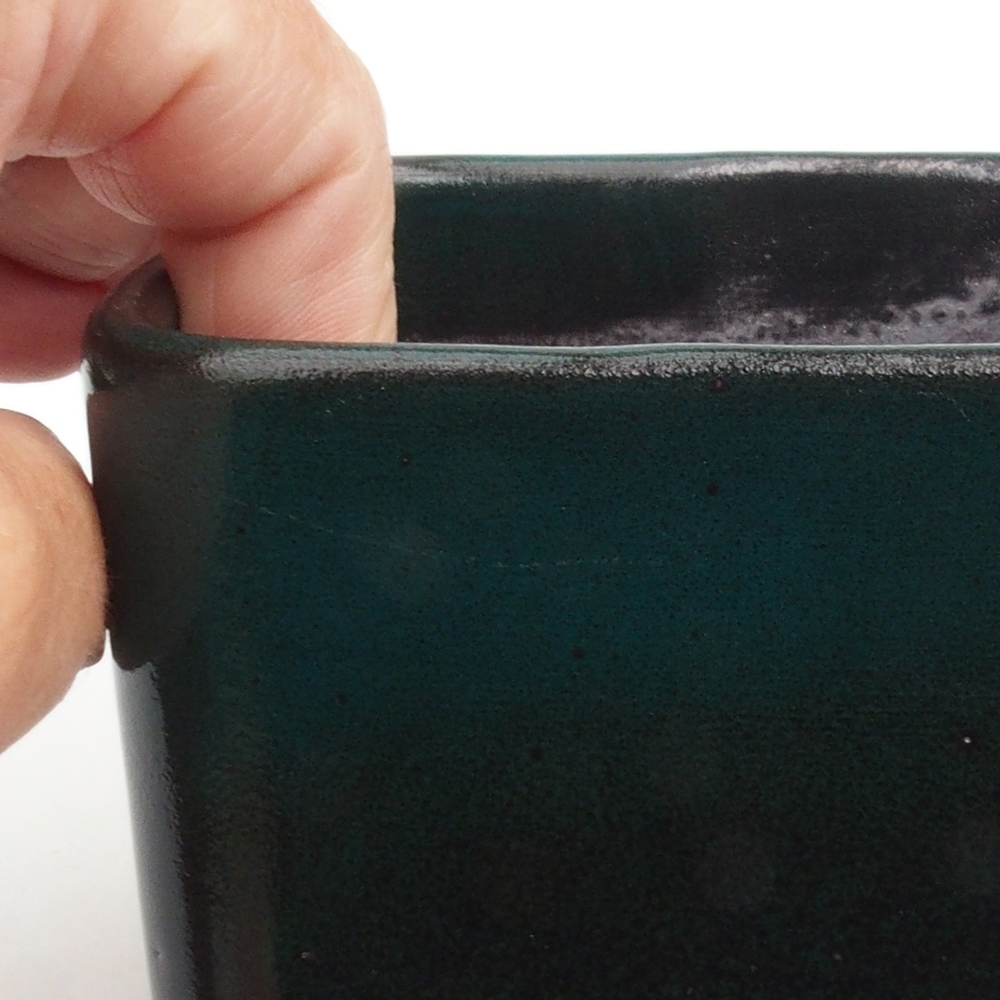 Ceramiczna miska bonsai 10 x 10 x 8 cm, kolor zielony