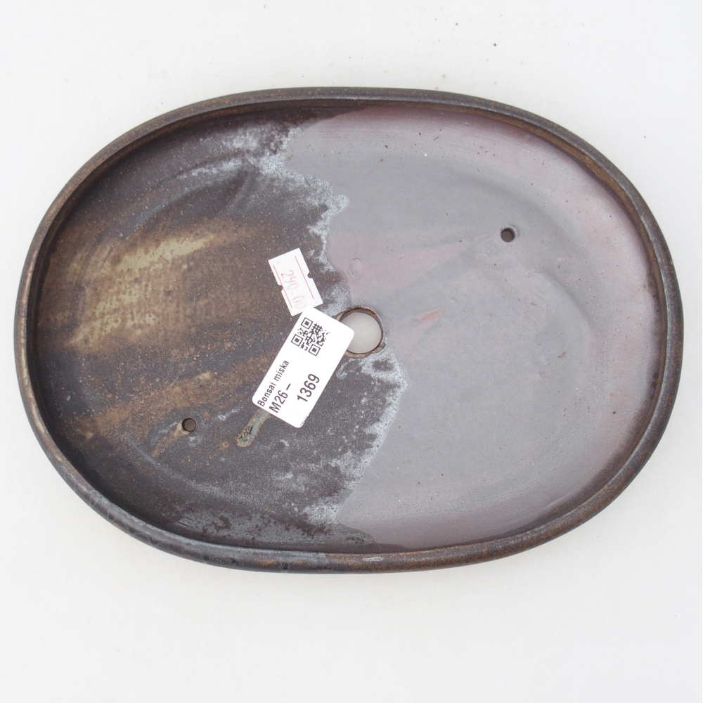 Ceramiczna miska do bonsai 22,5 x 16,5 x 3 cm, brązowa