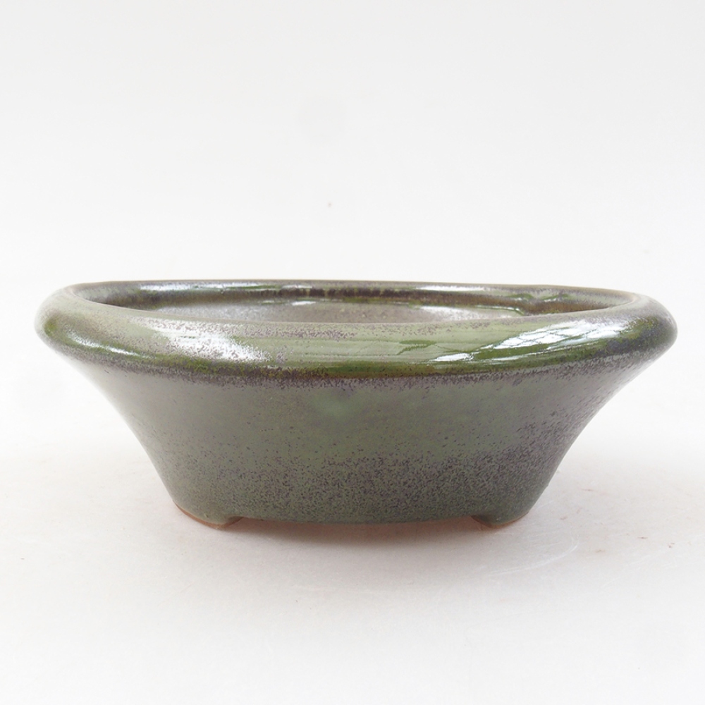 Ceramiczna miska bonsai 13,5 x 13,5 x 5 cm, kolor zielony