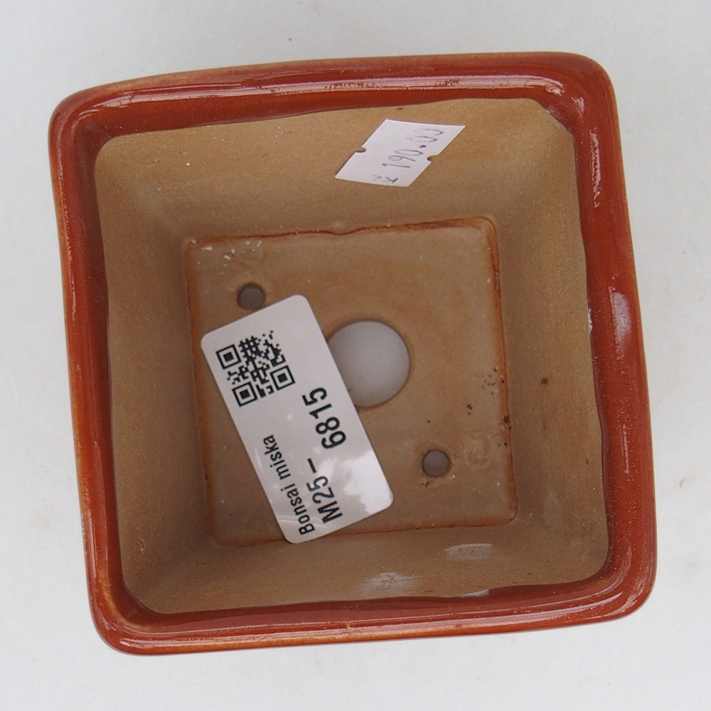 Ceramiczna miska na bonsai 7,5 x 7,5 x 7 cm, brązowa