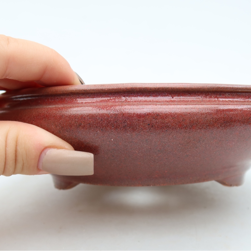 Ceramiczna miska do bonsai 15 x 15 x 5 cm, kolor bordowy