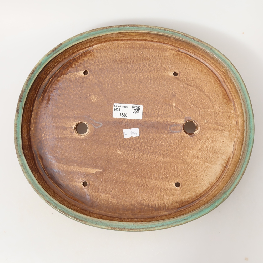 Ceramiczna miska do bonsai 30,5 x 26,5 x 4 cm, kolor zielony