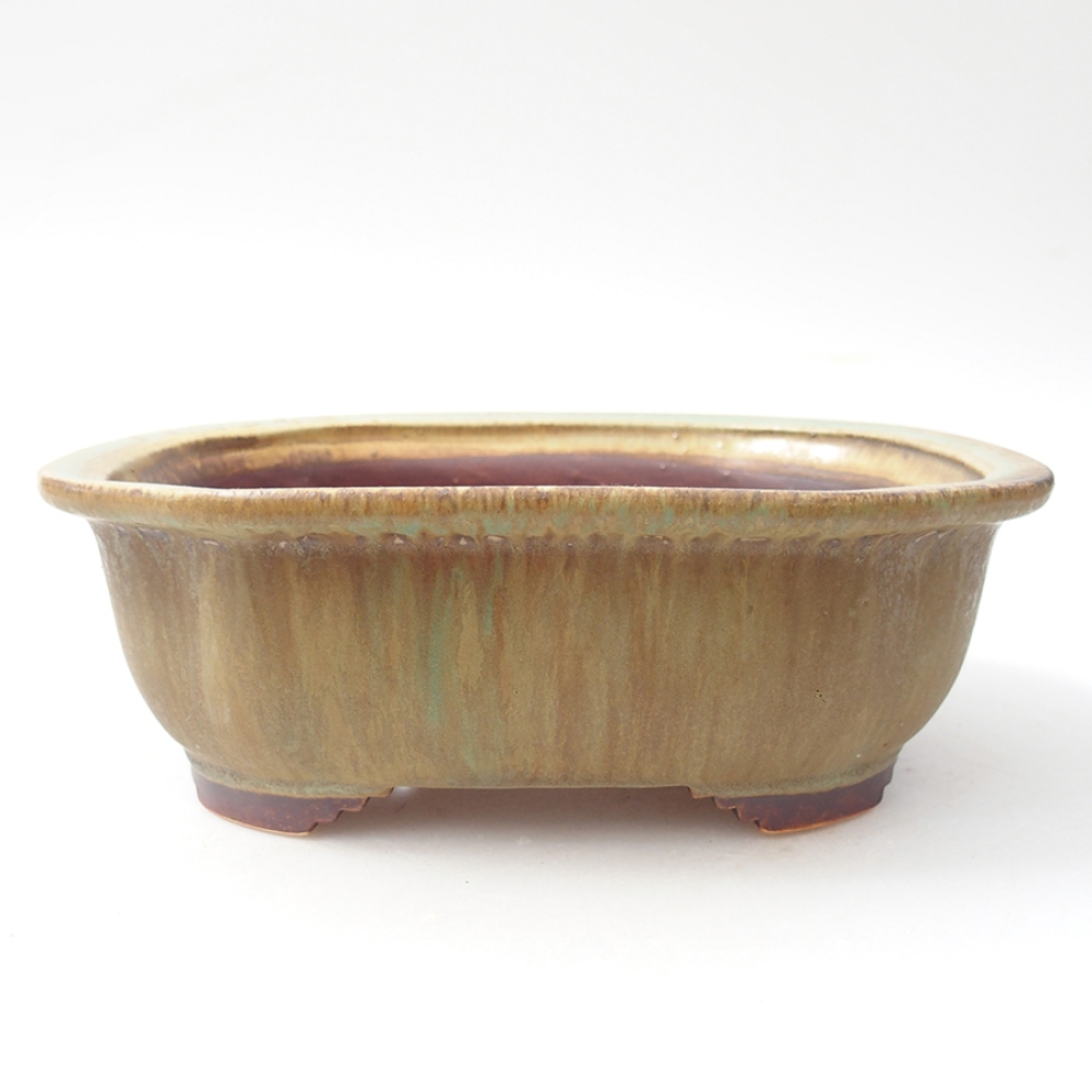 Ceramiczna miska do bonsai 20 x 16 x 7  cm, kolor zielony