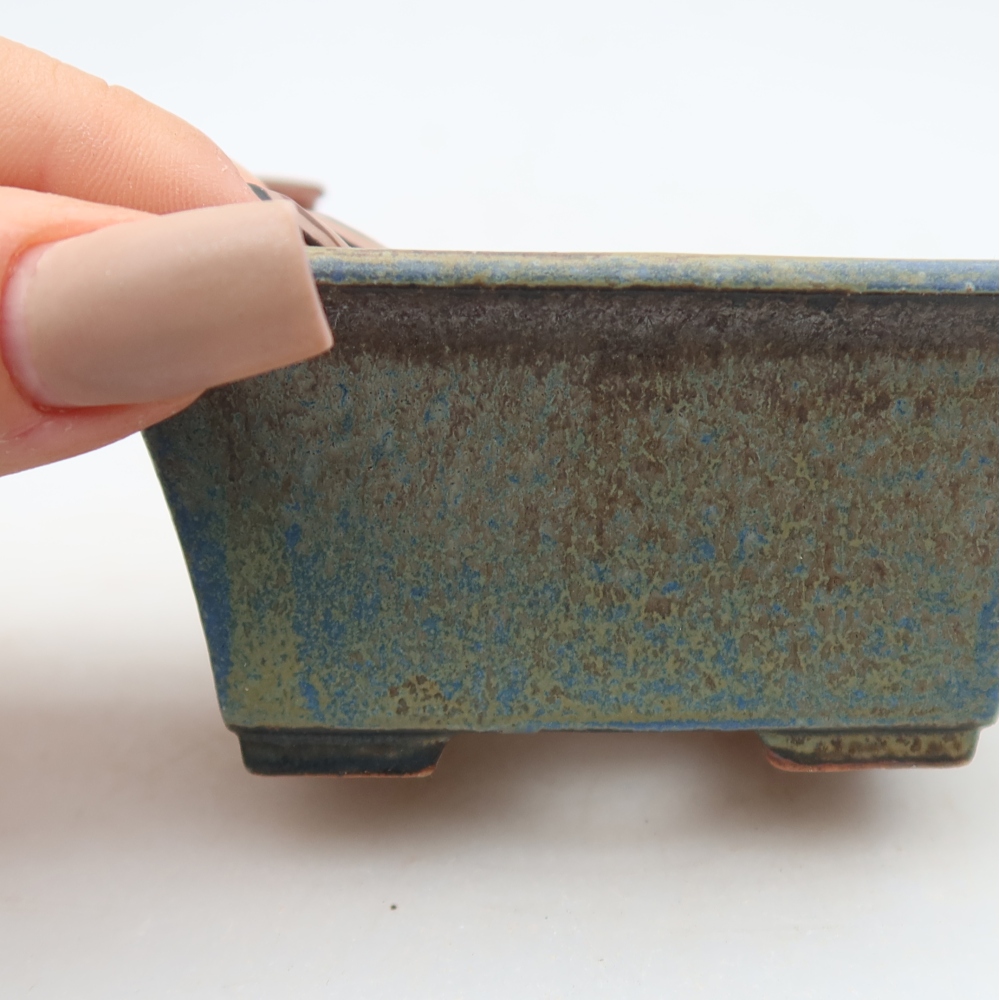 Ceramiczna miseczka do bonsai 8,5 x 6 x 4 cm, kolor niebieski