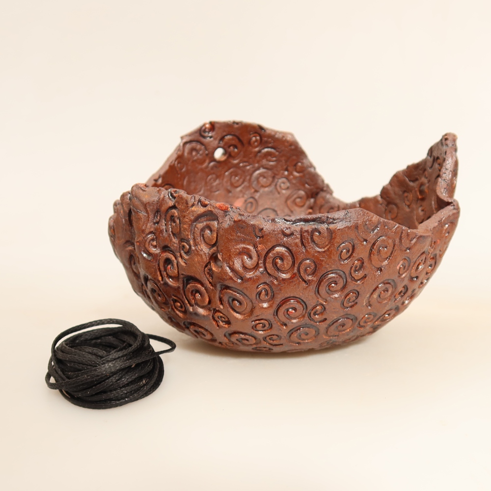 Ceramiczna skorupa do kokedamy 12,5 x 11,5 x 8,5 cm, kolor brązowy
