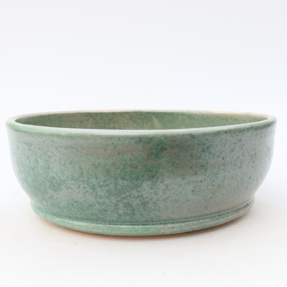 Ceramiczna miska do bonsai 17,5 x 17,5 x 6 cm, kolor zielony