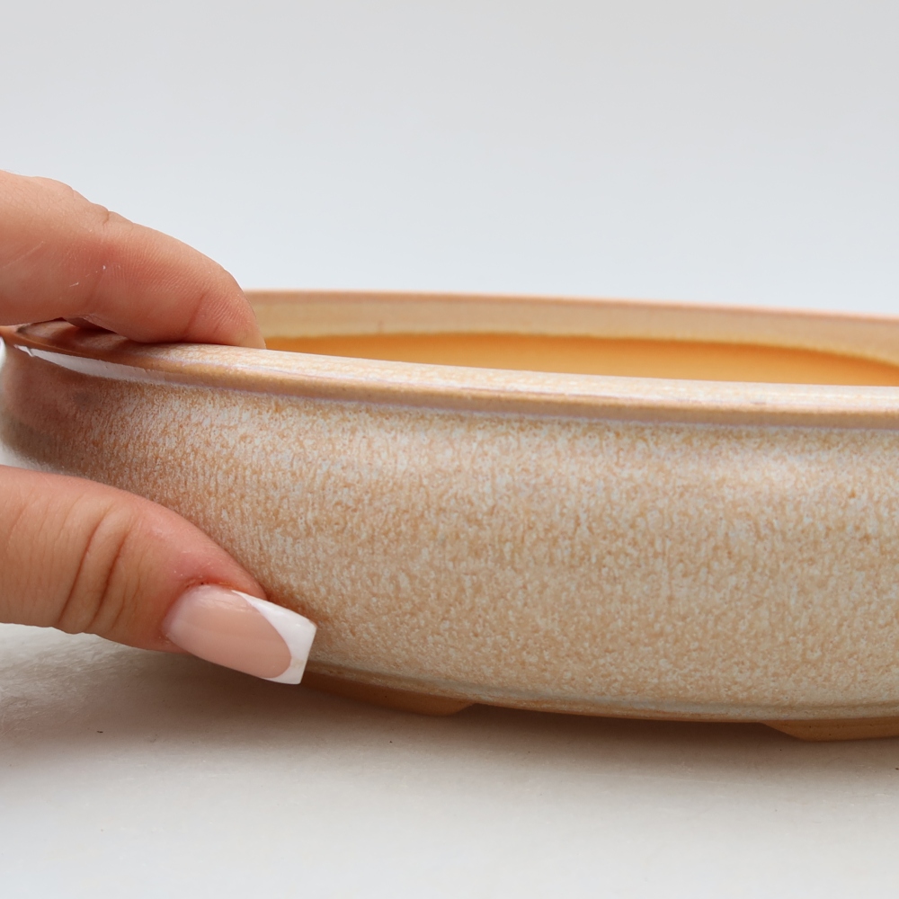 Ceramiczna doniczka do bonsai 26,5 x 26,5 x 5,5 cm, kolor beżowy