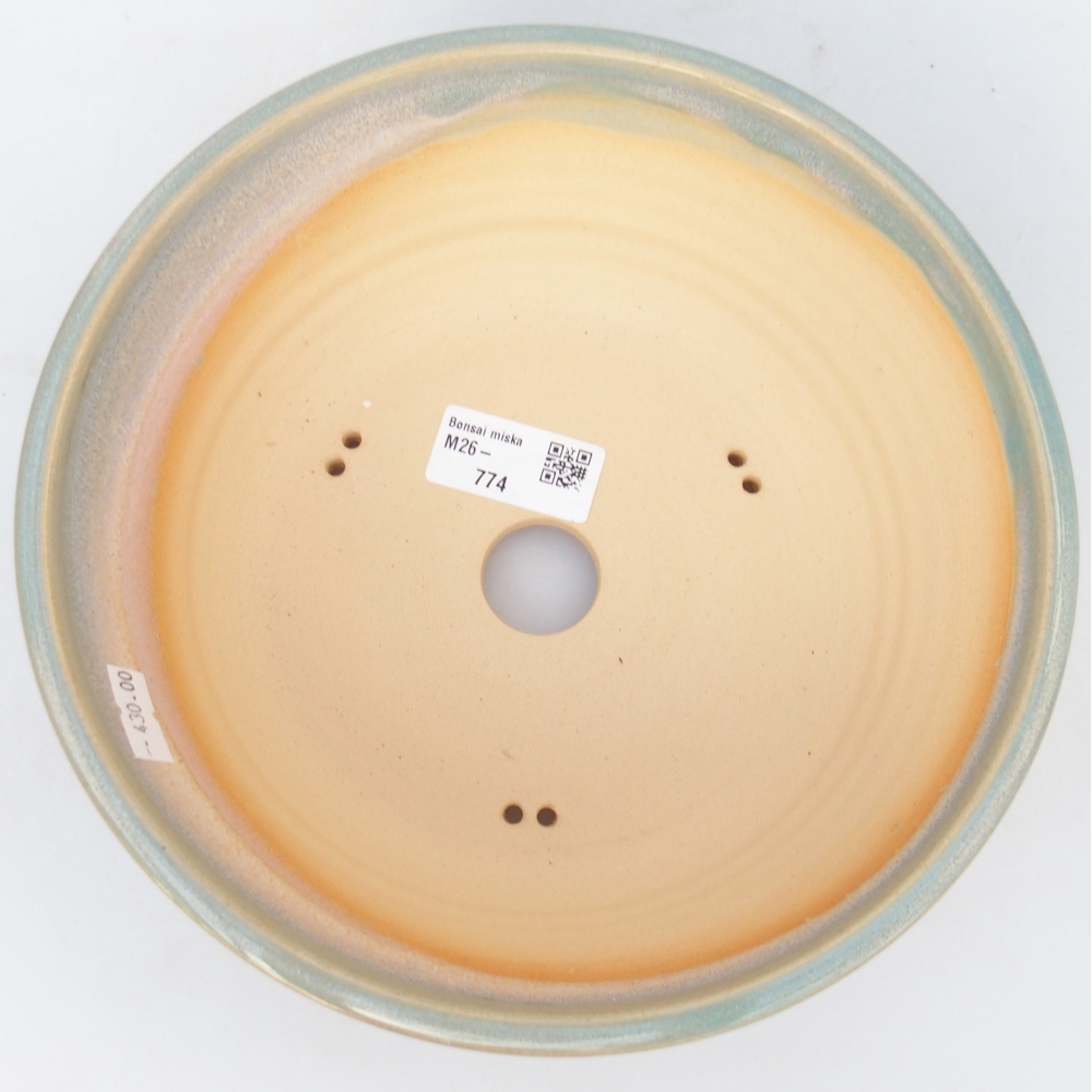 Ceramiczna miska na bonsai 21 x 21 x 8 cm, zielono-brązowa