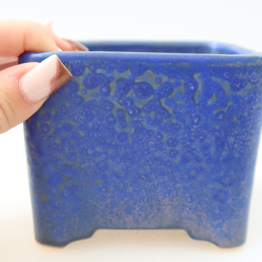 Ceramiczna miska do bonsai 10 x 10 x 8 cm, kolor niebieski