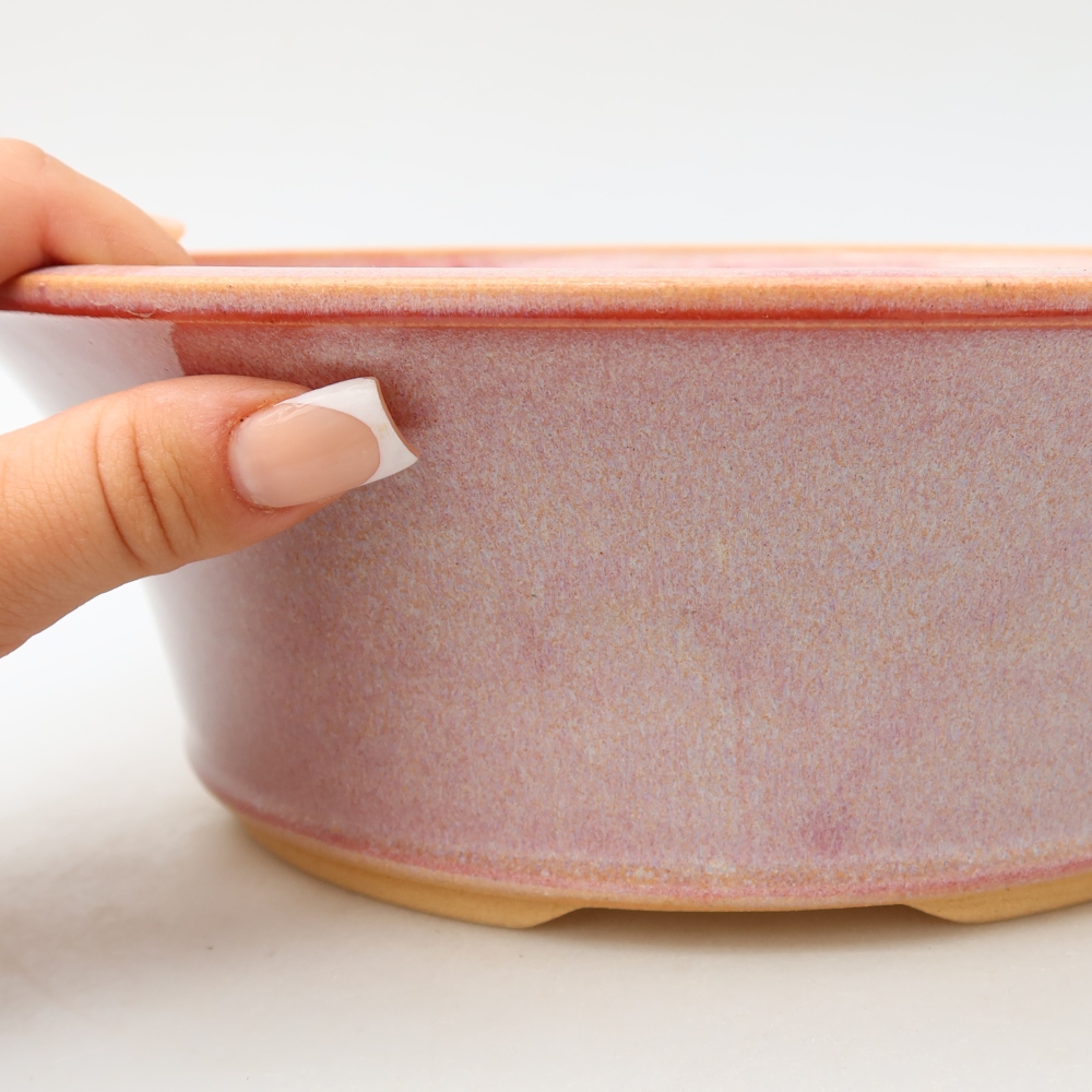 Ceramiczna miska do bonsai 25,5 x 25,5 x 8,5 cm, kolor różowy