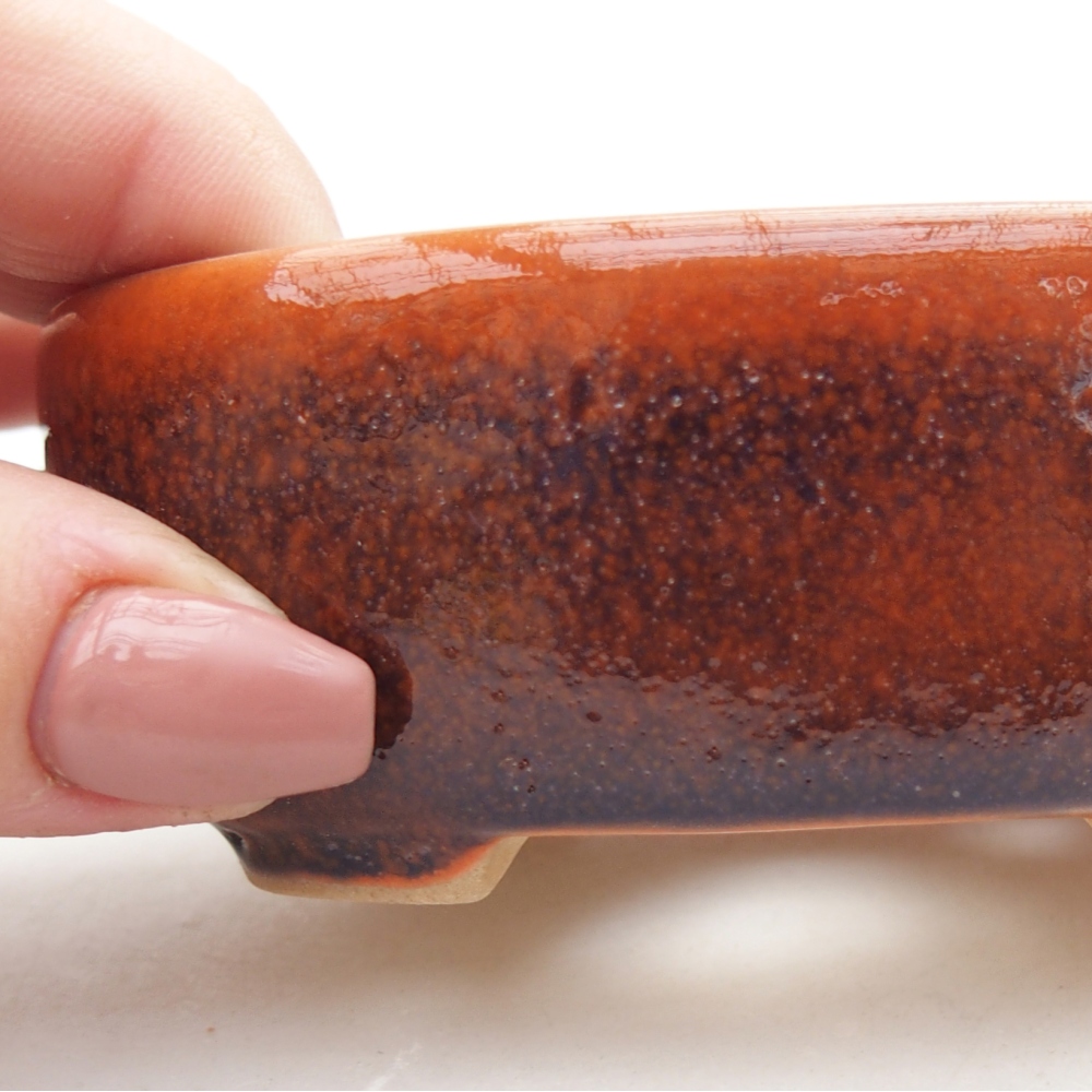 Ceramiczna miska na bonsai 9 x 7,5 x 3,5 cm, pomarańczowa