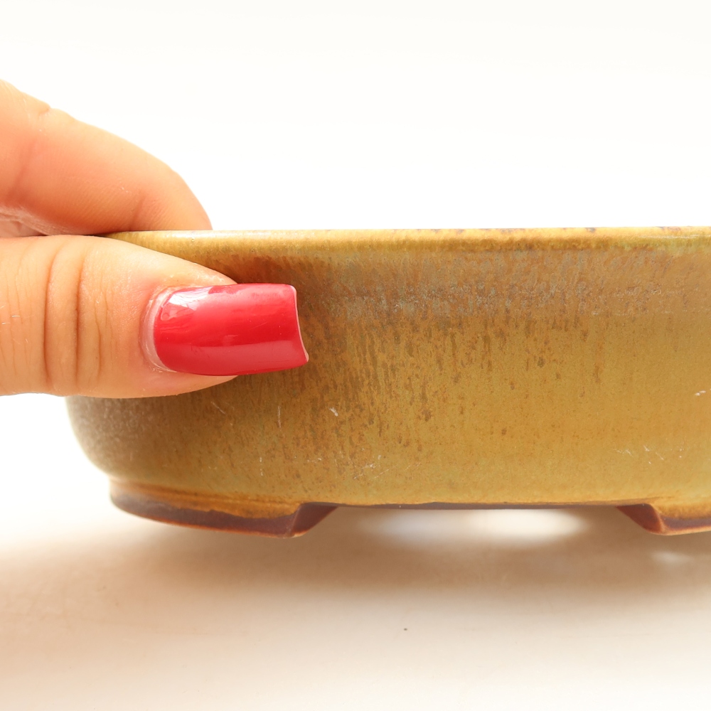 Ceramiczna miska do bonsai 15,5 x 14,5 x 4 cm, kolor zielony