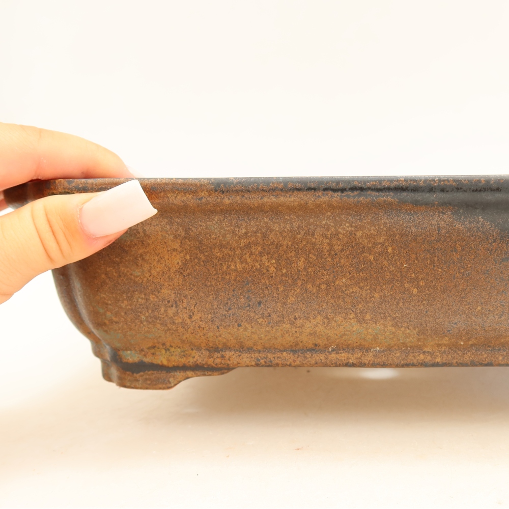 Ceramiczna miska do bonsai 27,5 x 21,5 x 7 cm, kolor brązowy