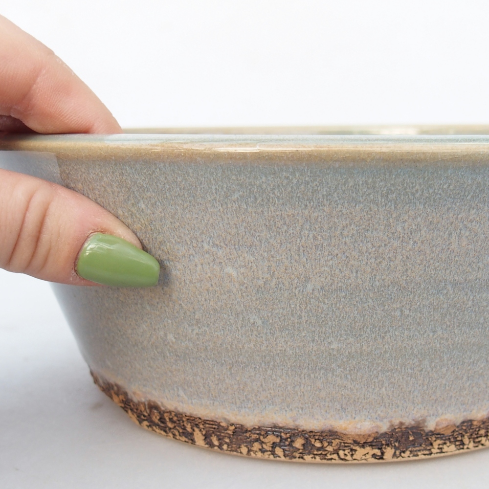 Ceramiczna miska na bonsai 21 x 21 x 8 cm, zielono-brązowa