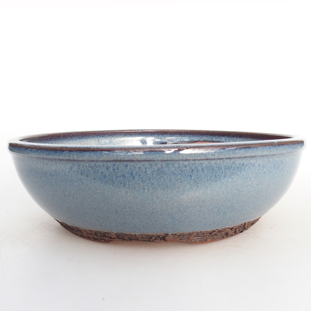 Ceramiczna miska do bonsai 19,5 x 19,5 x 6 cm, kolor niebieski