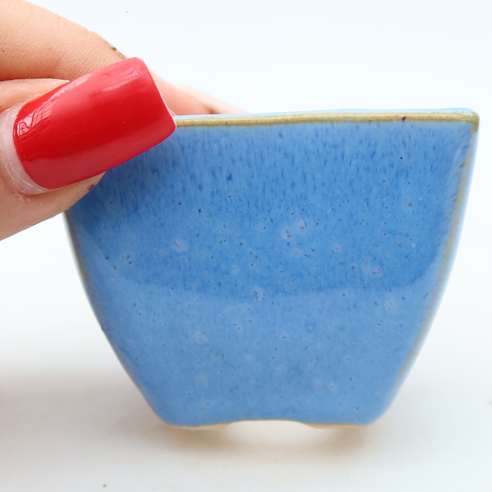 Ceramiczna miseczka do bonsai 5,5 x 5,5 x 4,5 cm, kolor niebieski
