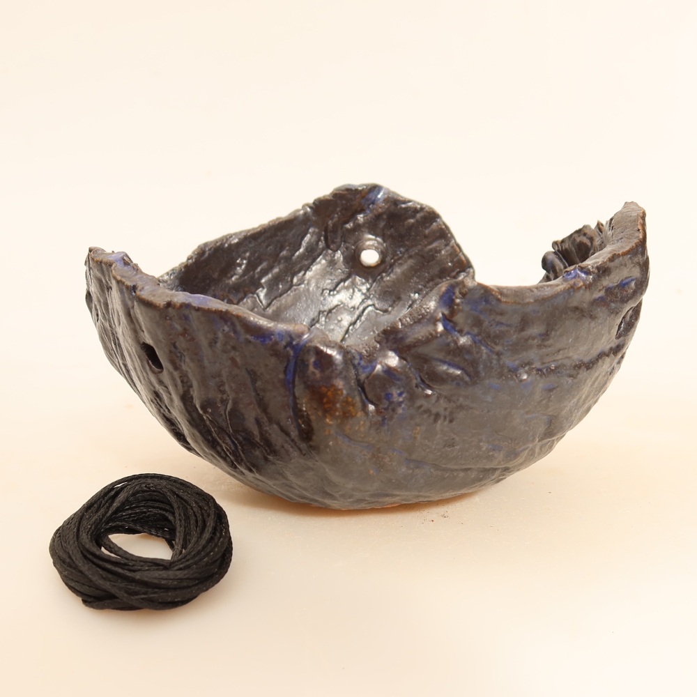 Ceramiczna skorupa do kokedamy 12,5 x 12 x 7 cm, kolor niebieski