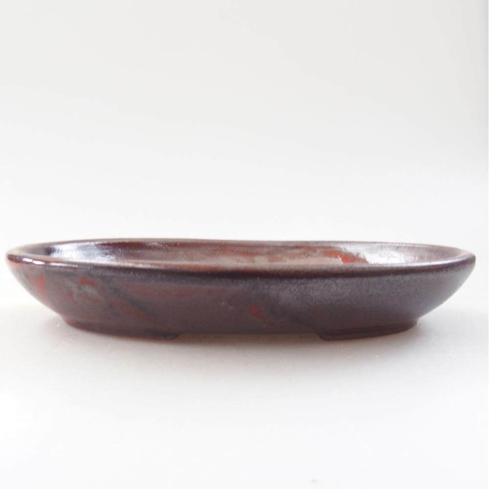Ceramiczna miska na bonsai 15,5 x 11 x 2,5 cm, metaliczna czerwień