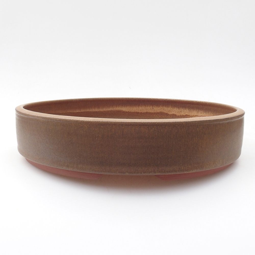 Ceramiczna miska bonsai 25,5 x 25,5 x 5,5 cm, kolor brązowy