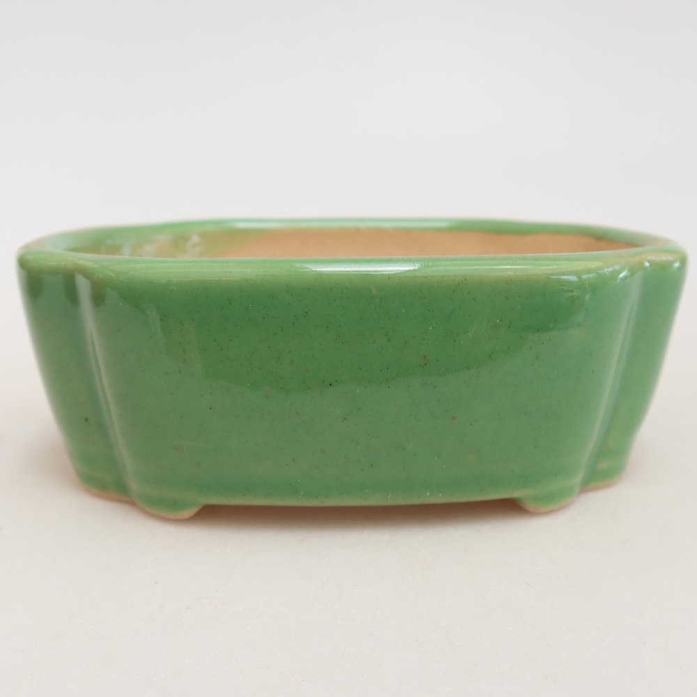 Ceramiczna miska do bonsai 10,5 x 8 x 4 cm, kolor zielony