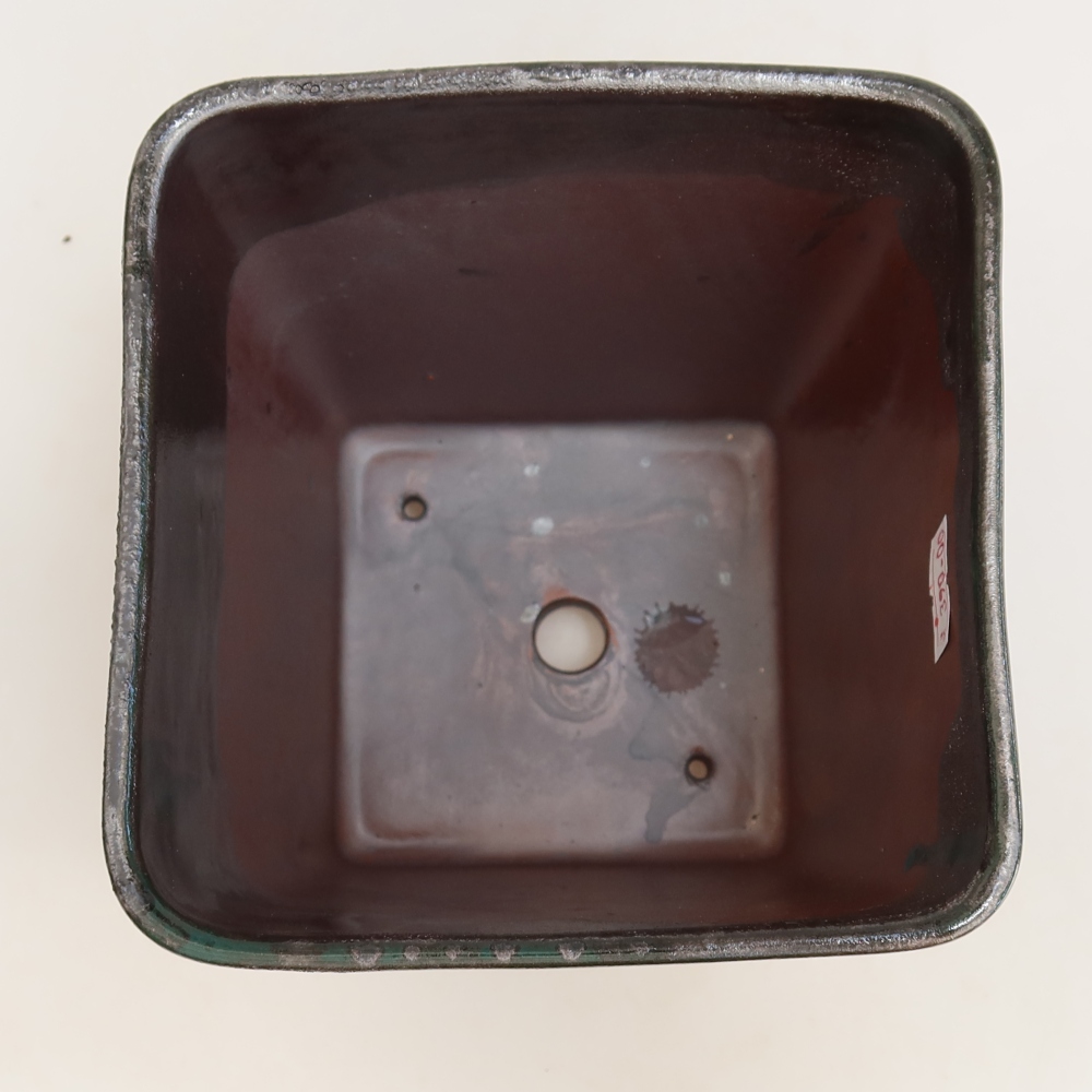 Ceramiczna miska do bonsai 13,5 x 13,5 x 15 cm, zielona