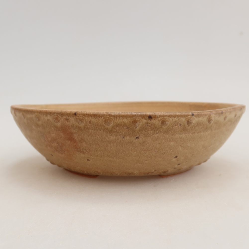 Ceramiczna miska do bonsai 17,5 x 17,5 x 4,5 cm, kolor beżowy