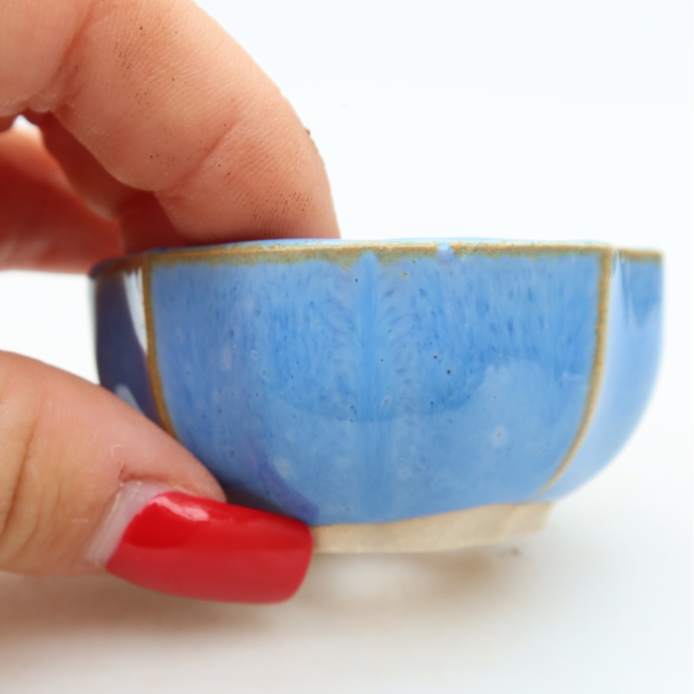 Ceramiczna miseczka do bonsai 5,5 x 5,5 x 3 cm, kolor niebieski