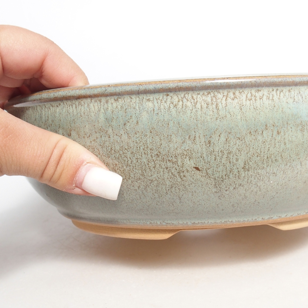 Ceramiczna miska do bonsai 22,5 x 22,5 x 7 cm, zielona