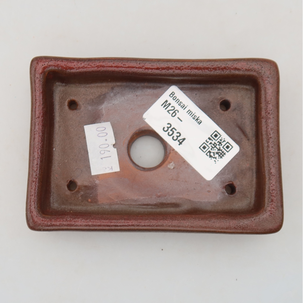 Ceramiczna miseczka do bonsai 10 x 7 x 2 cm, kolor bordowy