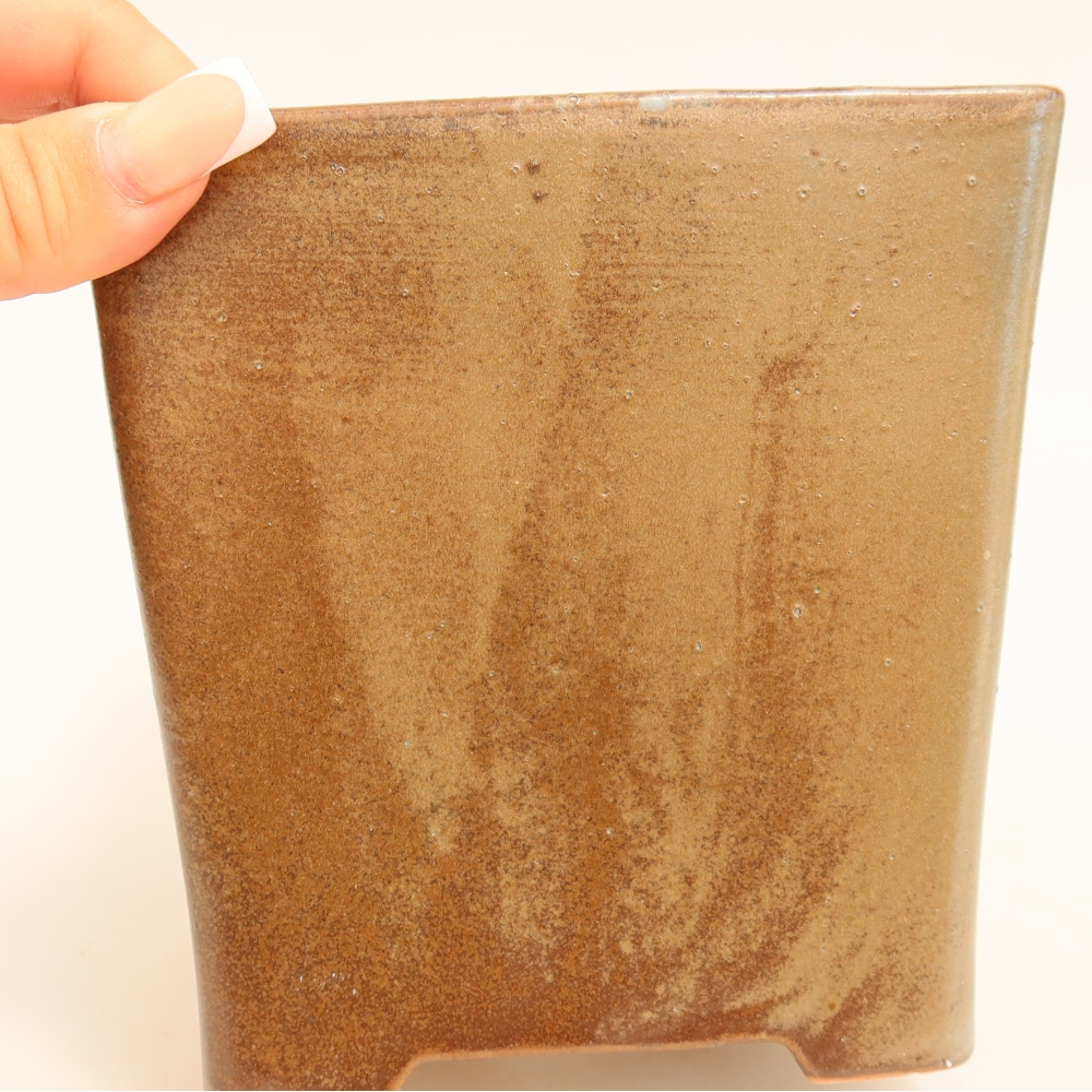 Ceramiczna miska do bonsai 13 x 13 x 13,5 cm, brązowa