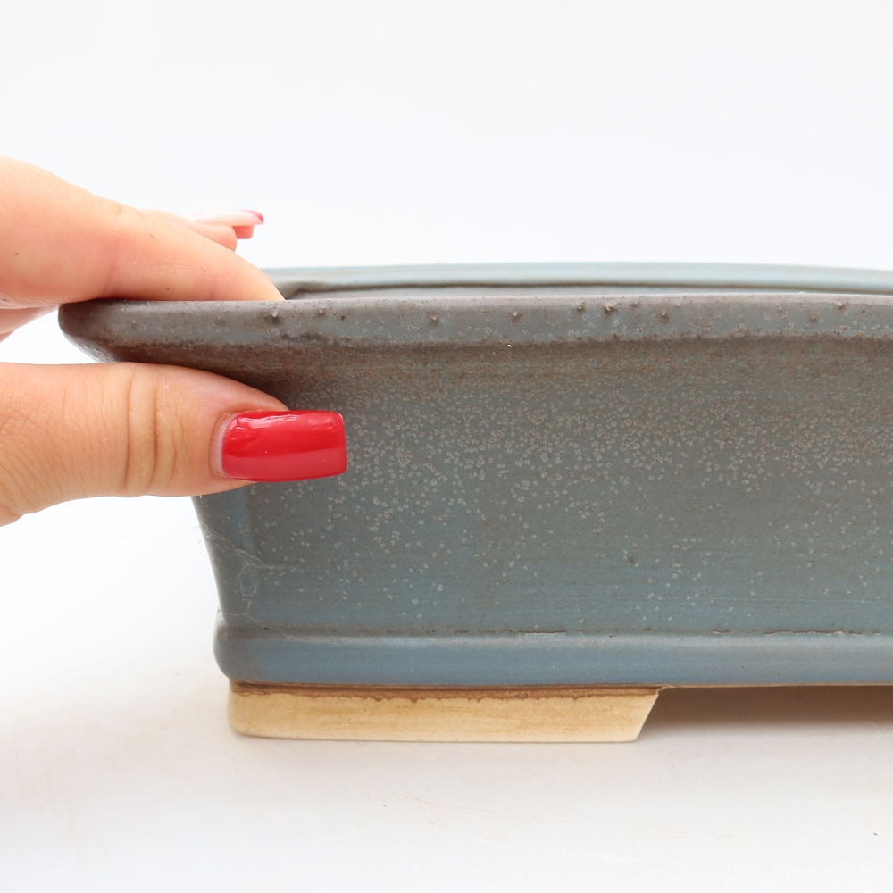 Ceramiczna miska do bonsai 29,5 x 24 x 8 cm, kolor niebieski