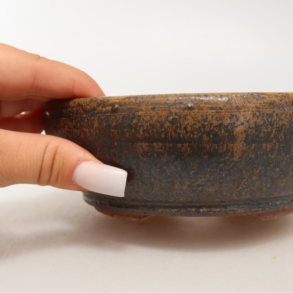 Ceramiczna miska do bonsai 14,5 x 14,5 x 5 cm, brązowa